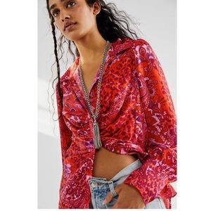 NWOT Free People Bianca Printed Blouse